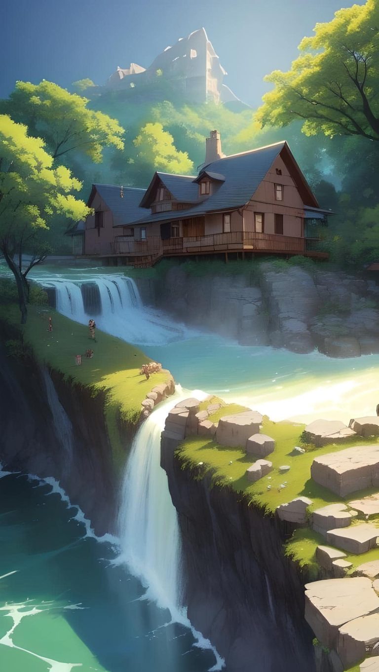 iphone-15-wallpaper-anime-waterfall-house-colorful-3